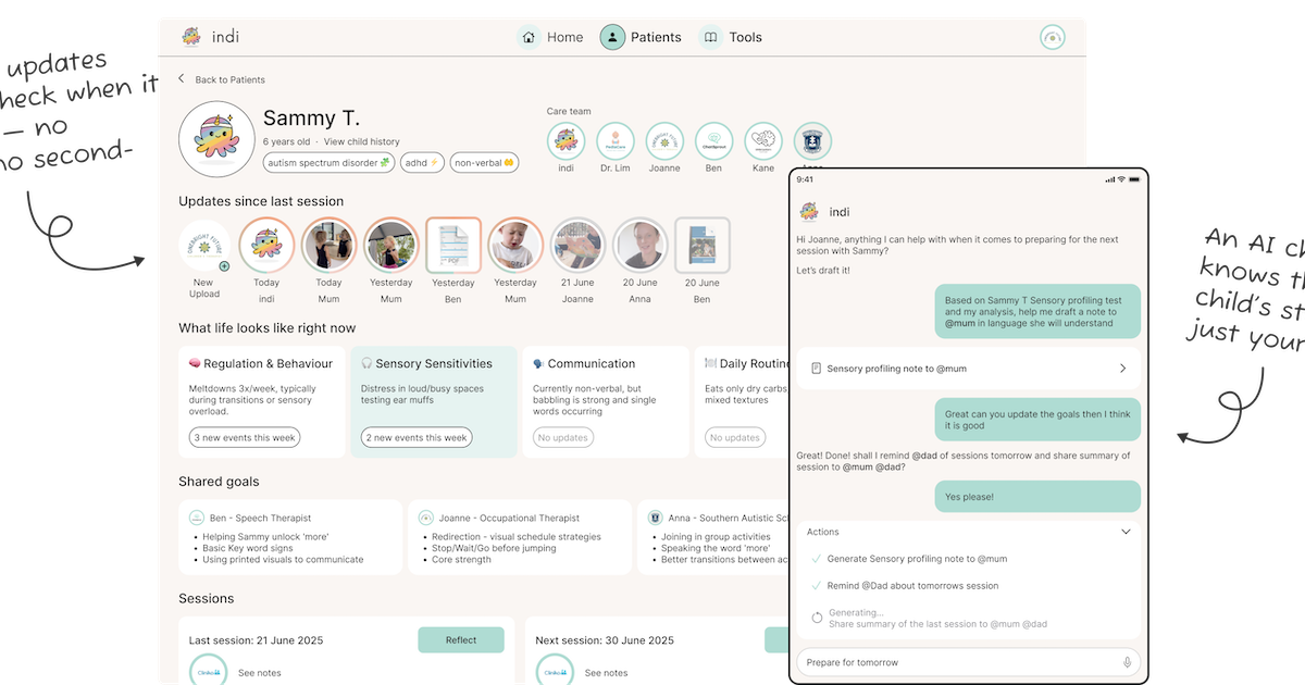 Interface of the Indi app for navigating health services