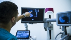 Healthcare professional reviewing imaging results Healthcare professional reviewing imaging results