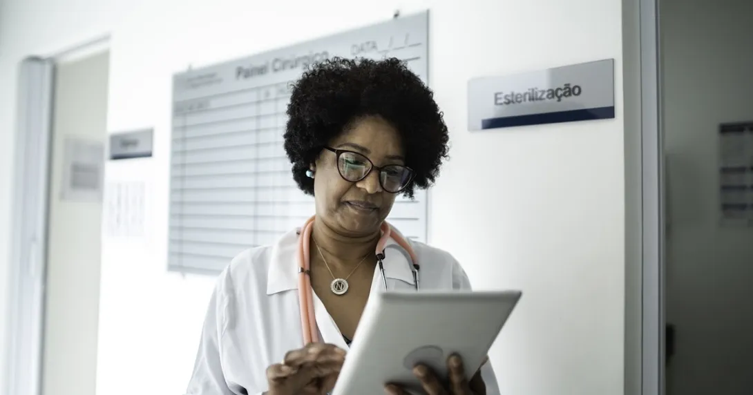 Clinician reviewing patient information