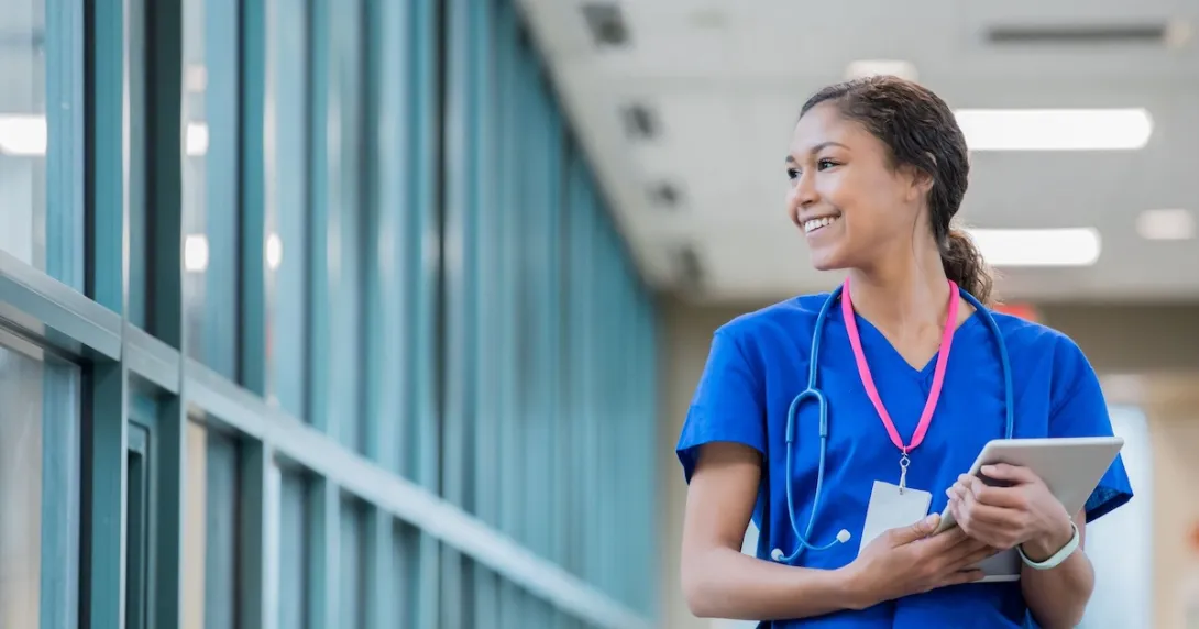 Nurse standing in the clinical setting