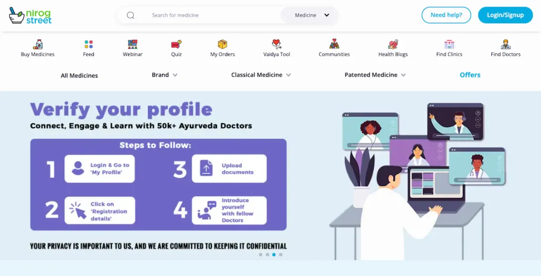 NirogStreet website