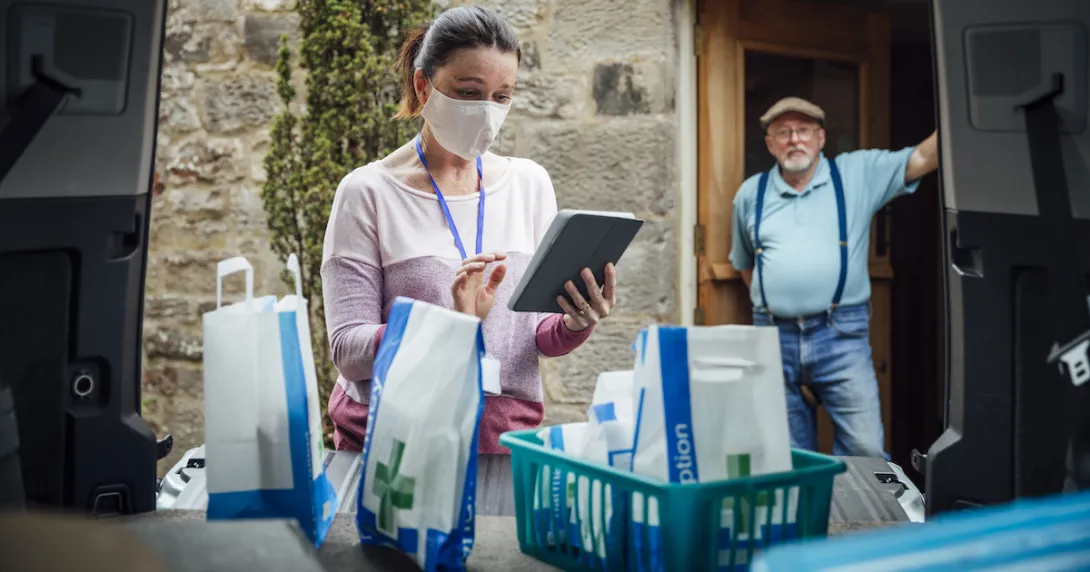A person delivering medications