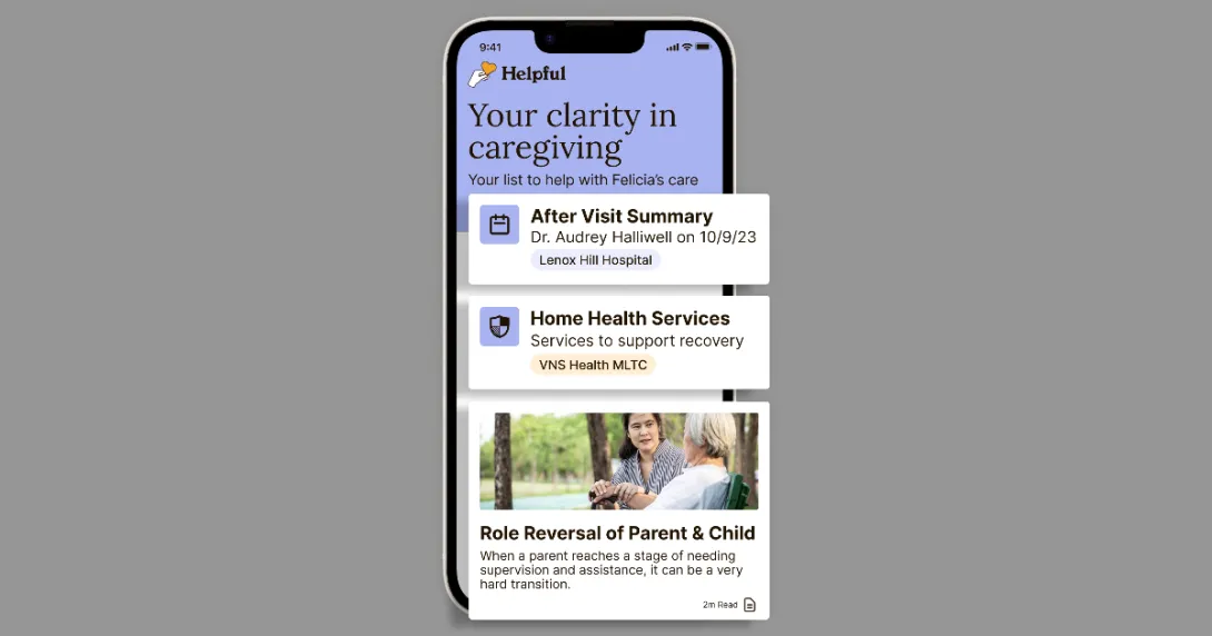 Screenshot of the Helpful app Screenshot of the Helpful app